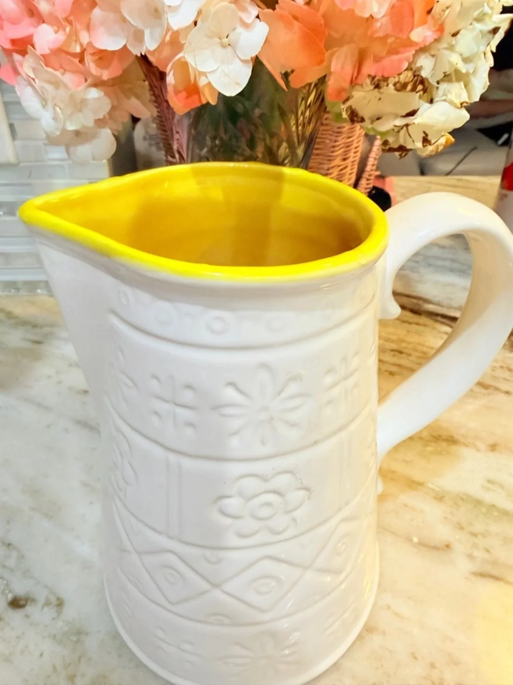 Crate and Barrel Pitcher white vase jar